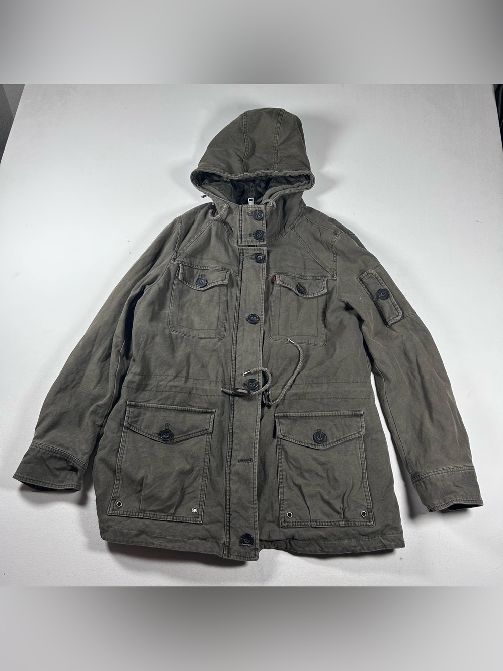Levi Strauss Olive Green Utility Military Field Jacket Women Size Large